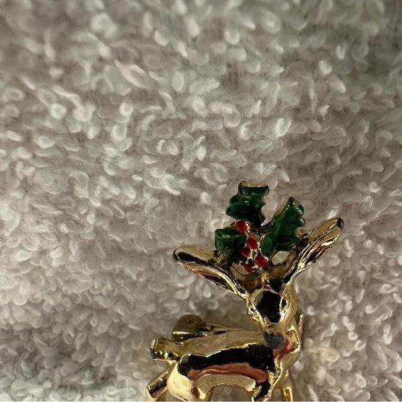 Vintage Gold Tone Gerrys Reindeer Christmas Holiday Pin Brooch - Picture 4 of 7